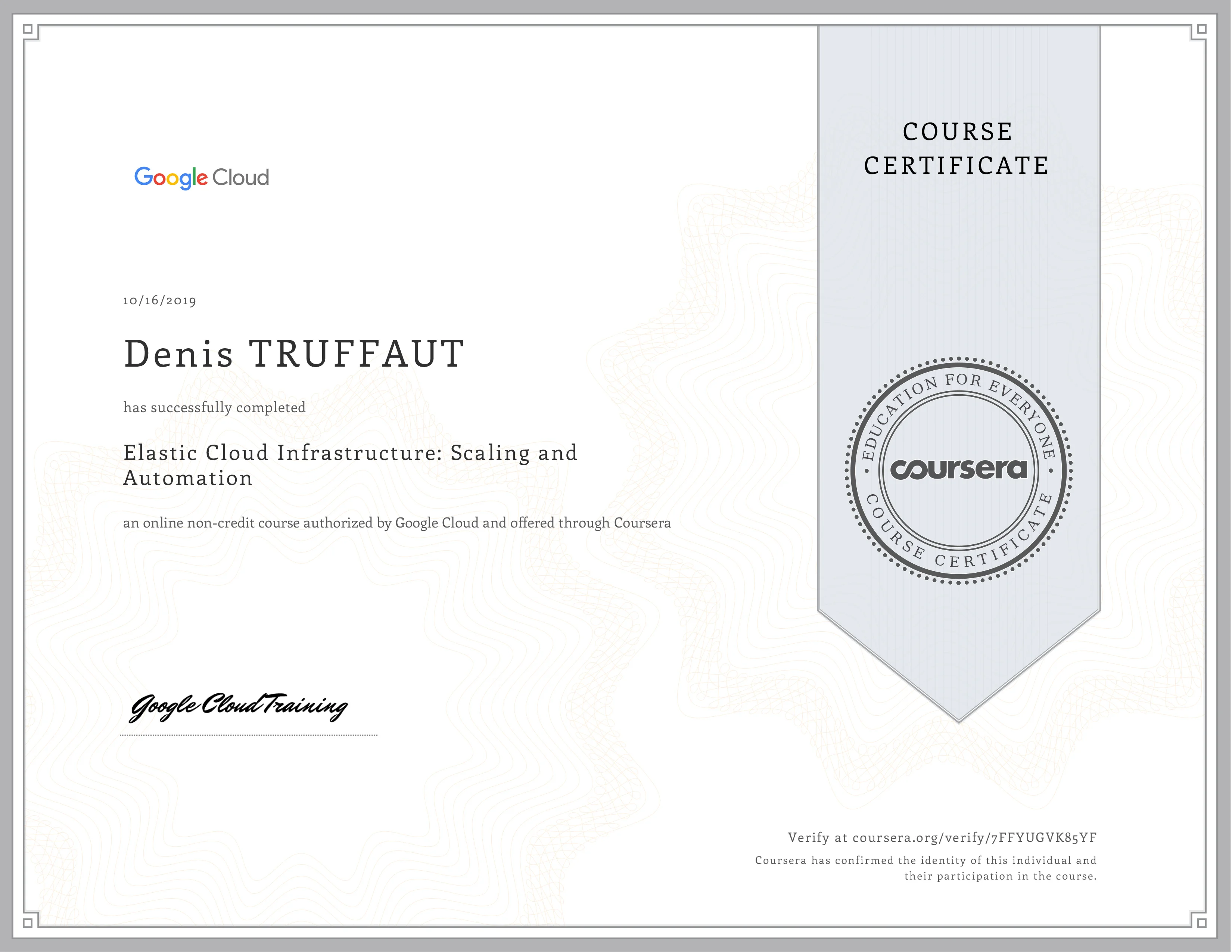 certification Google Cloud Essential Cloud Infrastructure Core Services GCP