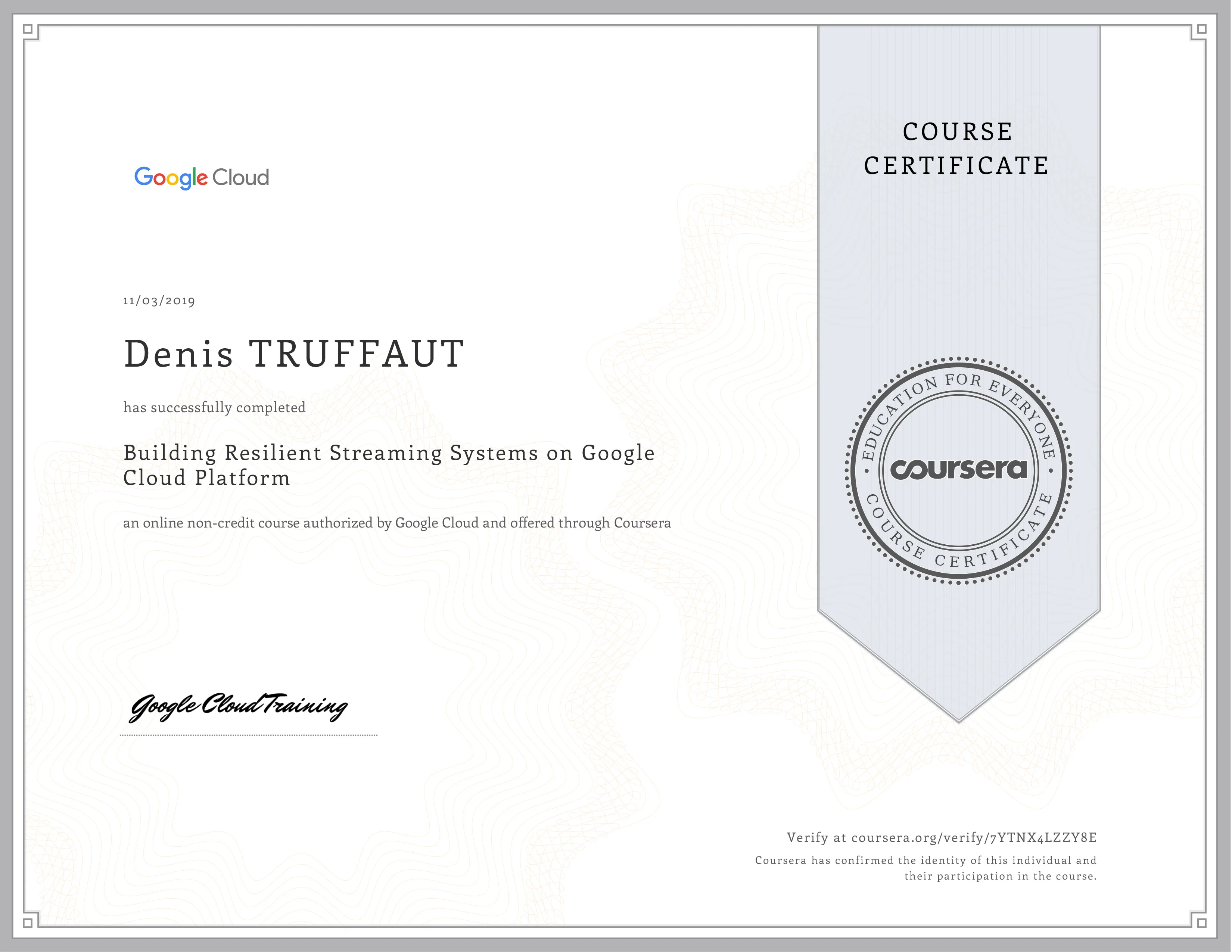certification Google Cloud Building resilient systems on GCP GCP