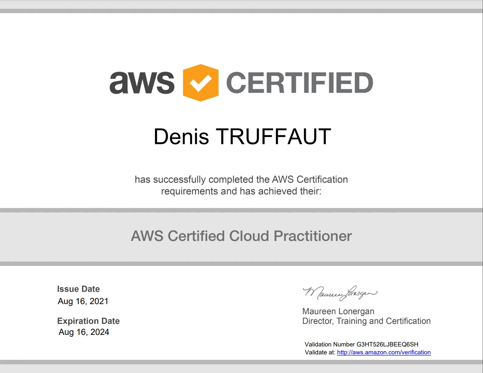 certification Amazon Web Services AWS Certified Cloud Practitioner