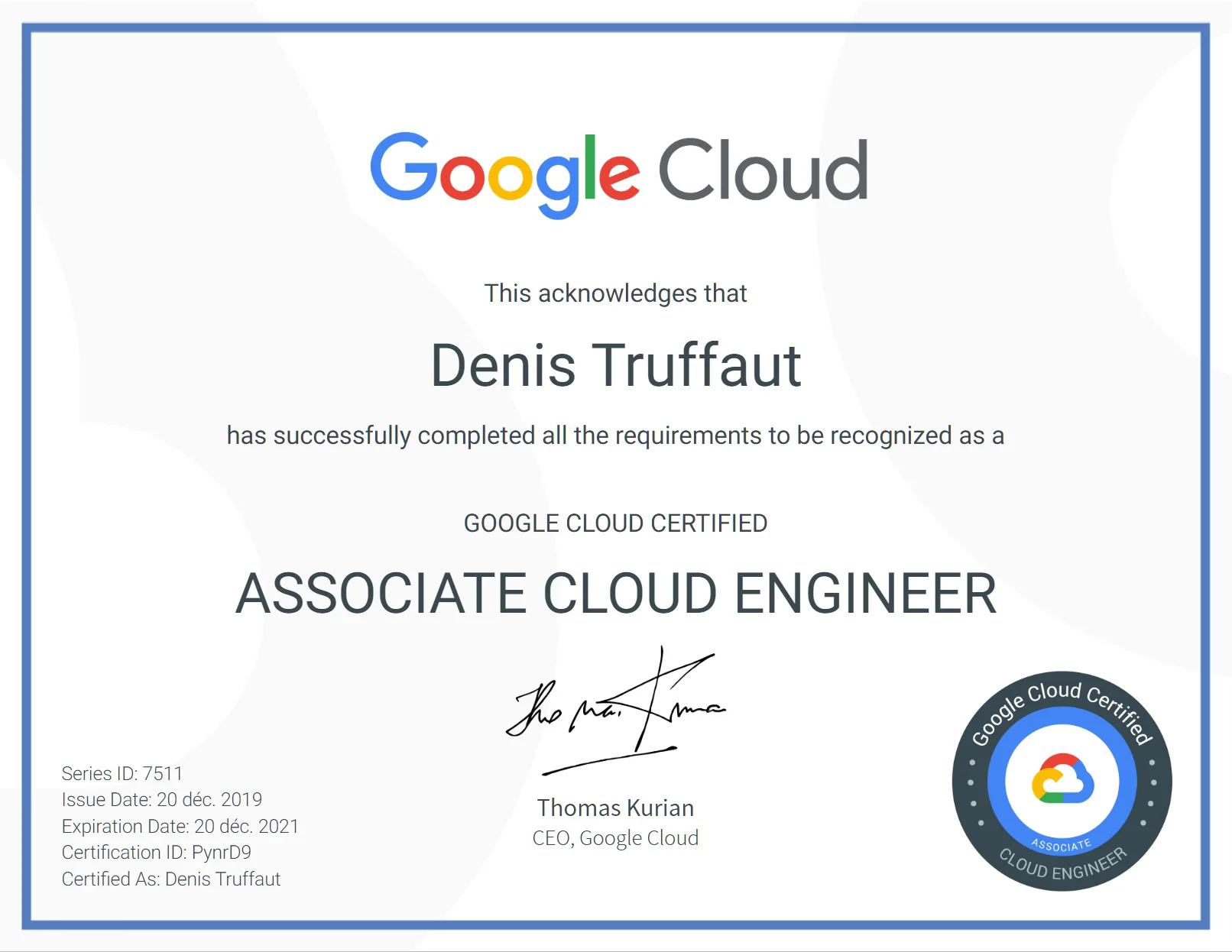 certification Google Cloud Certified Associate Cloud Engineer GCP
