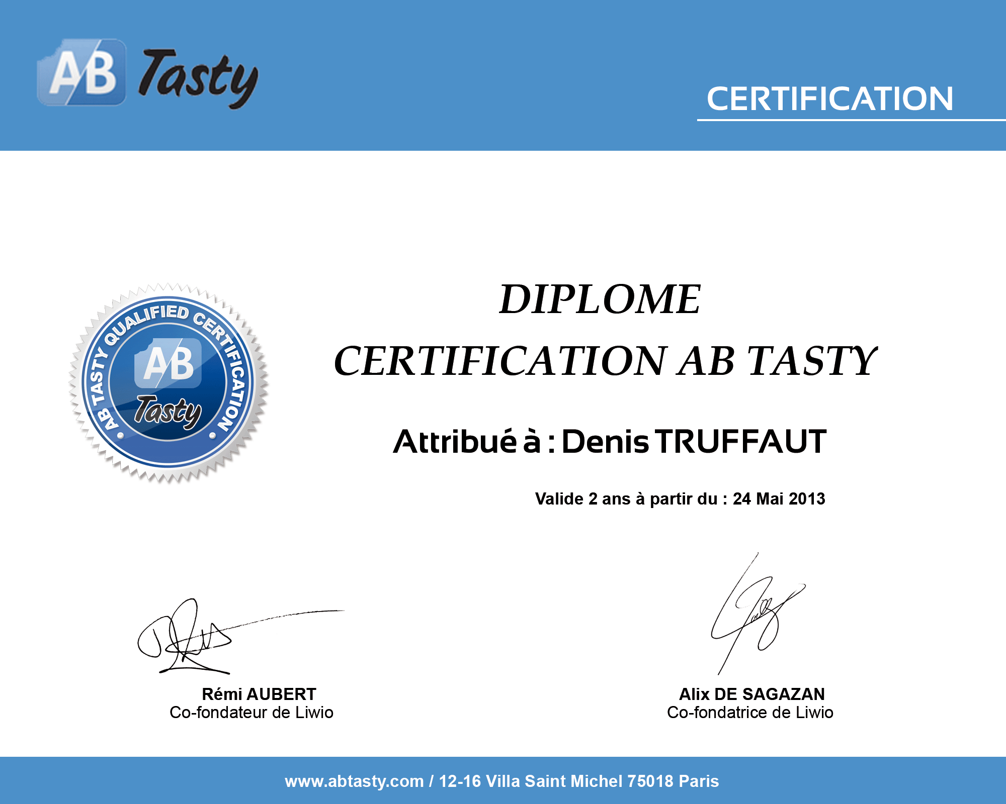 denis truffaut certifications scrum master ceseo php mysql